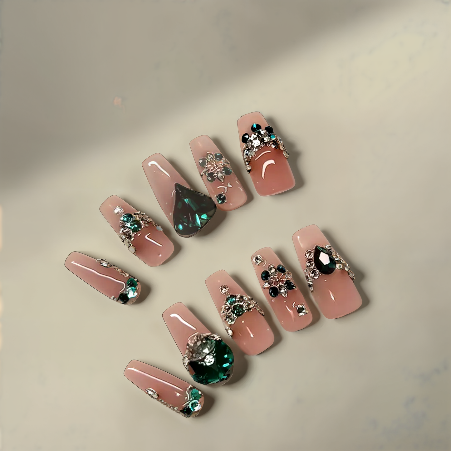 Emerald Veil Press-on Nails
