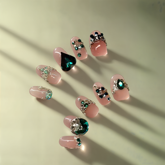 Emerald Veil Press-on Nails