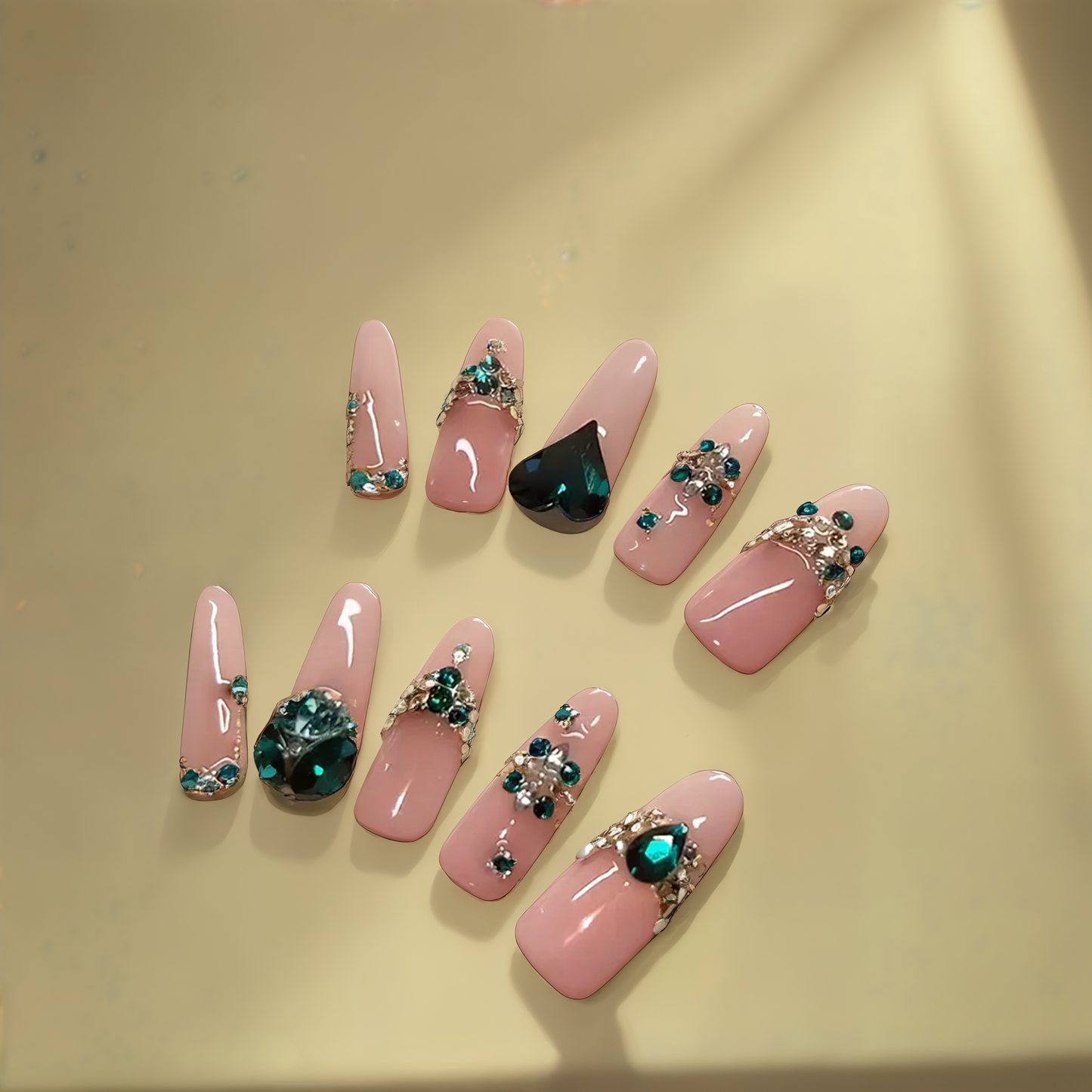 Emerald Veil Press-on Nails