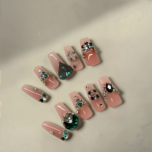 Emerald Veil Press-on Nails