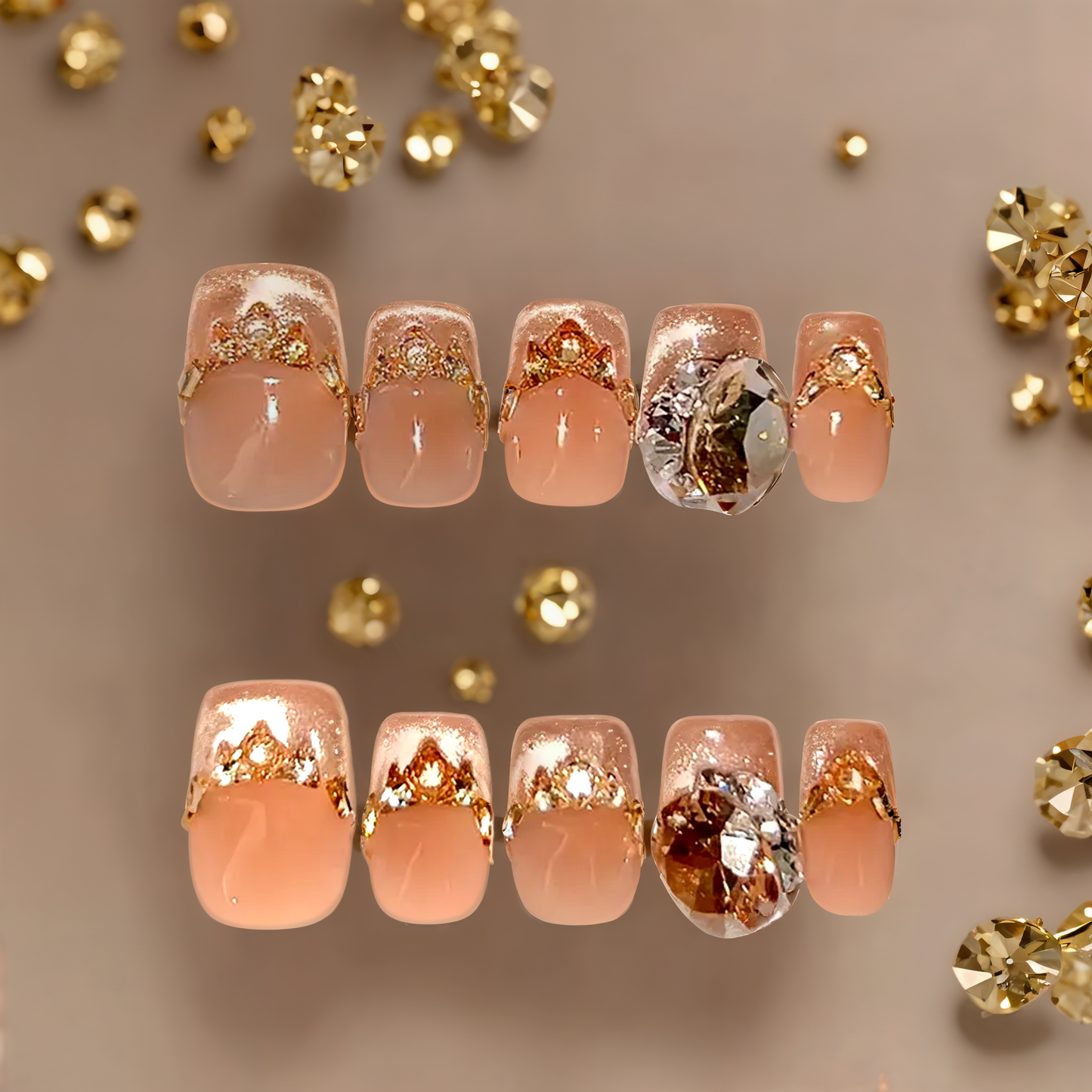 Bronzed Crown Press-On Nails