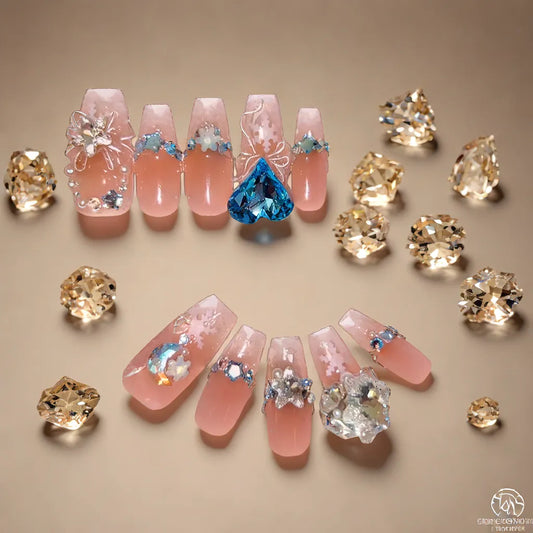 Frosted Heart Press-On Nails